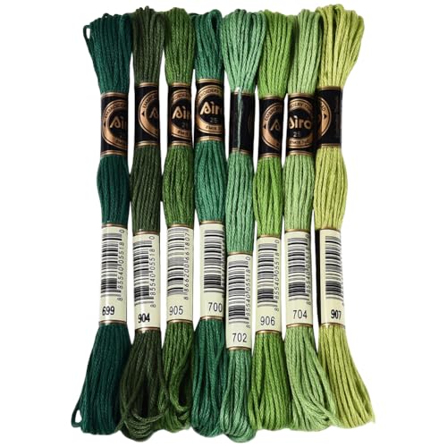 70 Yards 8 Skeins Gradient 6 Strands Green Embroidery Floss Polyester Variegated Cross Stitch Thread Friendship Bracelet String Threads Bulk Set for Hand Sewing Making Needlecraft Supply - color: Multi Green, size: 70 Yards