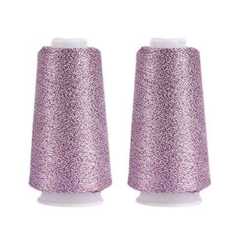 2 Balls Accessory Lurex Yarn, Shining Glitter Metallic Knitting-in Yarn, Sparkle Thread for Knitting and Crochet Sweater Shawl 5000 Yards (Pink Purple) - color: Pink Purple