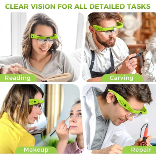 Magnifying Glass with Light, 1.5X-5.0X Magnifying Glasses 4 Lenses - color: Green Magnifying Glass With Light