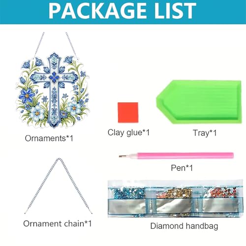 ARPADAMO Hanging Diamonds Art kit for Adult,DIY Cross Flowers Pendant Diamonds Painting Art Kit, 7.0x6.8 inch Acrylic Diamonds Painting Board Kit Ornament, Special Crystal Diamond Hanging Ornament - color: DP01402