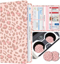 Slohif Car Registration and Insurance Holder with 2 Car Coasters, Elegant - color: Pink Leopard
