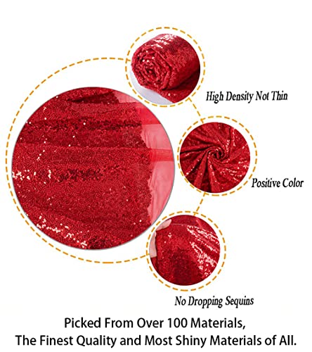 ShiDianYi 15 Feet Sequin Fabric by The Yard - 5 Yards Red Glitter Mesh Material for Sewing, Dress Making - Sparkle Fabric - color: Red, size: 5 Yard