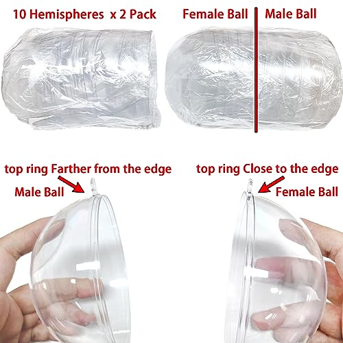 Jishi 10pk Clear Plastic Christmas Ornaments for Crafts Fillable DIY Christmas Ornaments Balls 60mm Acrylic Ornaments for Christmas Tree Decorations, Hanging Christmas Decorations Home Decor Supplies - style: 60mm Balls