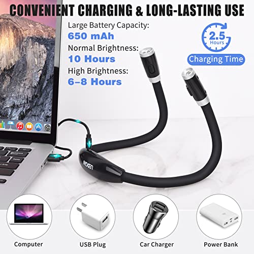 LEDGLE Neck Book Light for Reading,Rechargeable,6 Brightness Classic-Black - style: Old Design- Black