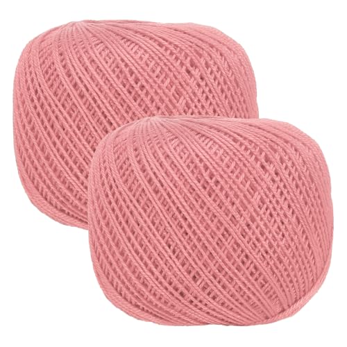 MECCANIXITY Crochet Thread Pearl Cotton Size 3 Dark Pink 2 Rolls 164 Yards for Crocheting Tatting Knitting Embroidery Sewing - color: Dark Pink