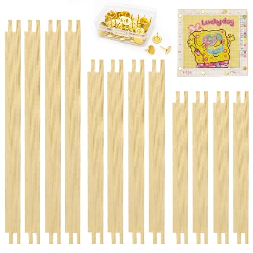 12PCS Needlepoint Stretcher Bars for Needlework 6"/7"/8" with 50 Thumb Tacks ,Wooden Canvas Stretcher Bars for Embroidery Stitch Frame Set Bundle（6"/7"/8"） - size: 6"/7"/8"