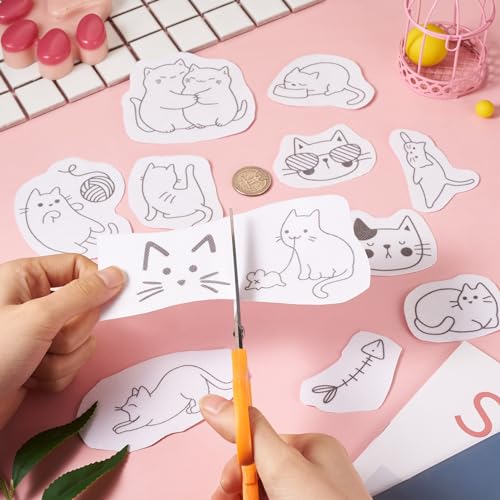 Magibeads 57 Patterns Cat Water Soluble Embroidery Patterns Kitten Paw Print Cartoon Animal Pet Stick and Stitch Transfer Embroidery Paper for Hand Sewing Beginners Starter Adult - color: Cat