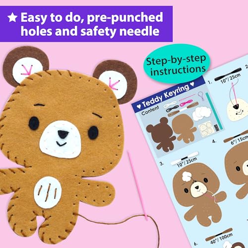 KRAFUN Unicorn Animal Sewing Keyring Kit for Kids Ages 7-12 | 6 Dolls - color: Animal Keyring