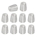 PATIKIL Sewing Thimble 10Pcs Metal Thimbles Hand Sewing Finger Craft Silver - color: Silver