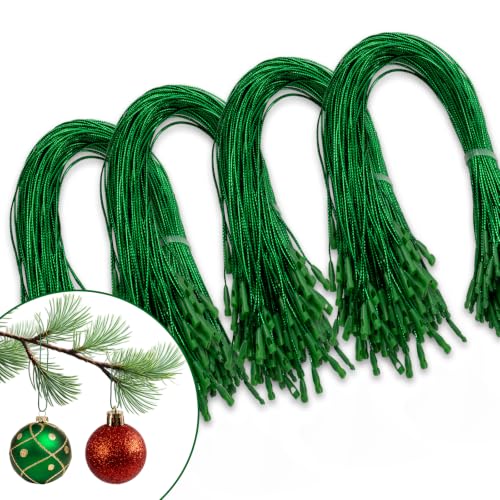 Christmas Tree Ornament String Hanger Precut Ribbon Hook with Snap Fastener - color: Green, size: 400pcs