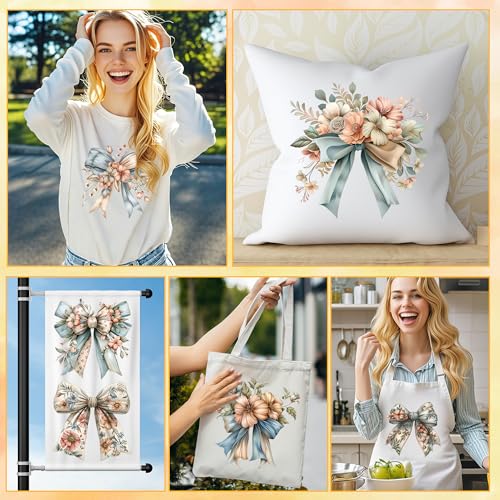 16 Sheets Floral Bow Iron on Transfers for T-Shirts - style: Floral Bow