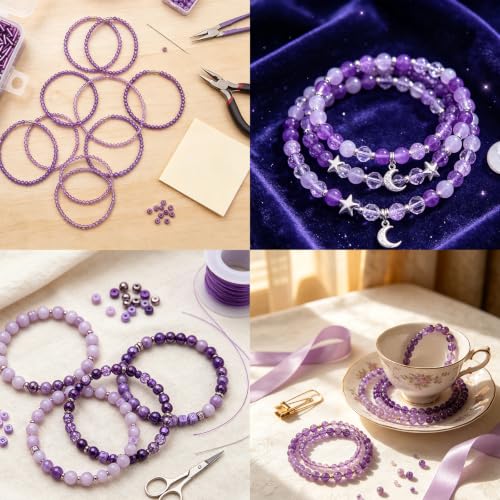 10 Color Small Assorted Glass Seed Beads, Loose Sequins (Purple) - color: Purple