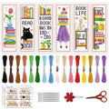 ACRNIGHEET 6PCS Cross Stitch Bookmark Kit for Beginner Bookshelves Stamped Cross Stitch Kits for Adults DIY Embroidery Bookmark Kits Crossstitch Kits Adult with Instructions Hand Craft Gift 11CT - style: Simple books patterns