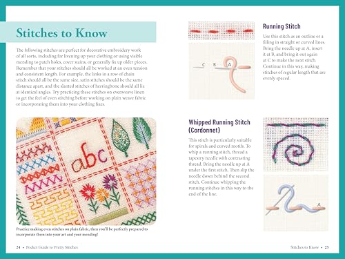 Pocket Guide to Pretty Stitches: Carry-Along Guide to Visible Mending & Embroidery Stitches (Landauer) Step-by-Step for 50 Visual Mending Stitches, with Tips and Techniques (Craft Pocket Guide)