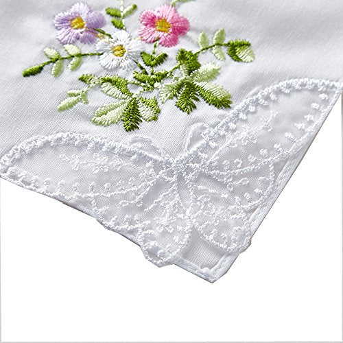 RDS HANKYTEX Cotton Embroidery Ladies' Handkerchiefs Lace Set of 6 - style: 1