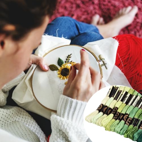 12 Skeins 105 Yards 6 Ply Green Cross Stitch Floss Embroidery Thread Friendship Bracelet String Variegated Gradient Bulk Polyester Yarn Set for Crochet Knitting Sewing Weaving DIY Crafts - color: Multi Green Color