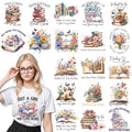 Dazoratix Book Lover Transfer Stickers - 20 Sheets Flower Iron on Transfers Heat Ready to Press Patches for T-Shirts Women Clothing Decals DIY Crafts Clothes Hat Pillow Backbpack Decorations Appliques - style: Book Lover-20PCs