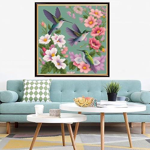 Redxing Stamped Cross Stitch Kits Embroidery kit for Beginners Adults Full Range of Embroidery Patterns Starter Kits DIY Printed Cross Stitch Kits Needlepoint Kits 11CT-Birds Flower 17.7x17.7 inch - color: Style 23
