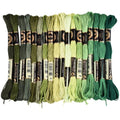18 Skeins 6 Strands Green Cross Stitch Thread Variegated Gradient Embroidery Floss Polyester Friendship Bracelet String Yarn Threads Bulk for Hand Sewing Bracelets Needlecraft DIY Stitching - color: Dark Green