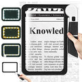 5X Handheld Magnifier for Page Reading - Large Folding Lighted Magnifier with 48 LED Lights (3Modes), Rectangular Handhold Magnify Lens Gifts for Reading Small Prints, Low Vision, Seniors - style: Full-Page Black