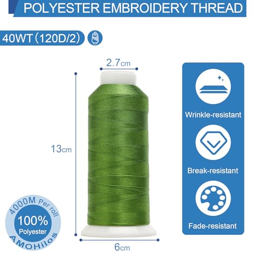 High Tenacity Polyester Embroidery Machine Thread 40WT(120D/2) 4000M Per Spool for Commercial and Domestic Embroidery Machine (Clover-1769) - color: Clover-1769