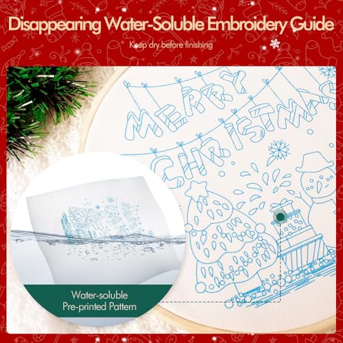 wtisan Christmas Embroidery Kit, Cross Stitch Kits for Beginners, Needlepoint with All Tools & Instructions, Stamped Hand Embroidery Starter Kit for Holiday Crafts & Xmas Home Decor, W17 - color: W17, size: 1 Pack