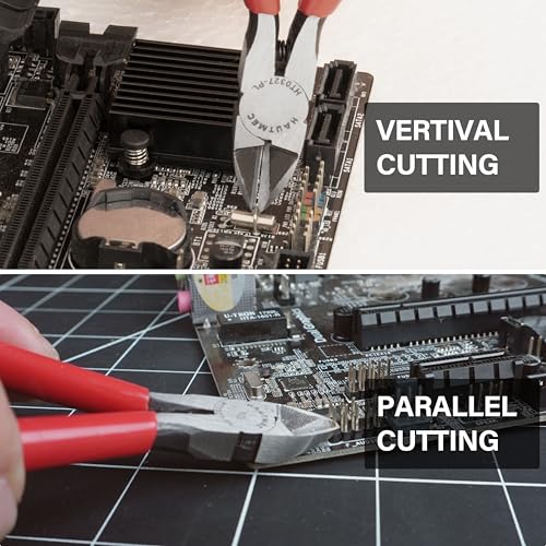 HAUTMEC 5" Precise Small Flush Cutters of Engineer Wire Cutters Pliers 10PCS Side Cutters with Location Pin for Fine Shearing, Perfect for Circuit Board Cutting, Electronic Components, HT0327-10PC - color: 5 Inch-10pcs