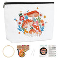 Louise Maelys Embroidery Kit for Beginners, Mushroom Canvas Makeup Bag - color: Mushroom Flower