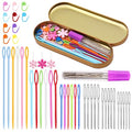 SHWAKK 48Pcs Plastic Large Eye Sewing Needles,Yarn Needles for Crocheting