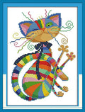 ITSTITCH Stamped Cross Stitch Kits 11CT 13X17 inch Needlepoint Kits for Beginners Easy Patterns Embroidery for Girls Crafts DMC Printed Cross-Stitch Supplies Needlework Seven Color Cat