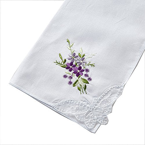 RDS HANKYTEX Cotton Embroidery Ladies' Handkerchiefs Lace Set of 6 - style: 6