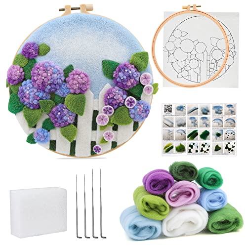 kgxulr Needle Felting Kit, Felting Kit for Beginners, Wool Painting Kit - color: Purple Hydrangea