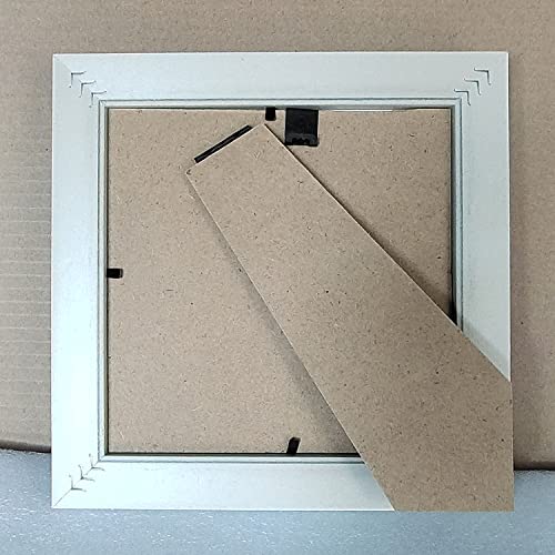 With 4x4 Mat Square Picture Frame 6x6 White (Cream Color) Desktop and Wall - color: White, size: 6x6
