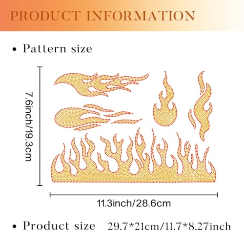 5 Pcs Flames Fire Rhinestone Iron on Hotfix Transfer Decal, Bling DIY Patch Clothing Repair Applique T-Shirt Vest Shoes Hat Jacket Decor Clothing DIY Accessories - style: Flames Fire