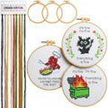 Daifunli 3 Sets Funny DIY Embroidery Kits for Beginners Adults - style: Classic