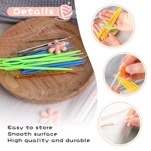 LOVEINUSA Yarn Needle Set, Bent Tapestry Needles, Large Eye Plastic Needle,Blunt Sewing Needles with Storage Box for Knitting, Crocheting, Sewing Projects and Knitting Beginners Gifts