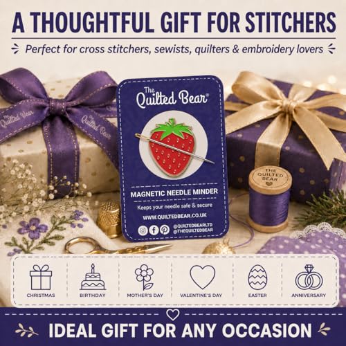 The Quilted Bear Magnetic Needle Minder, Small, Strawberry - color: Strawberry