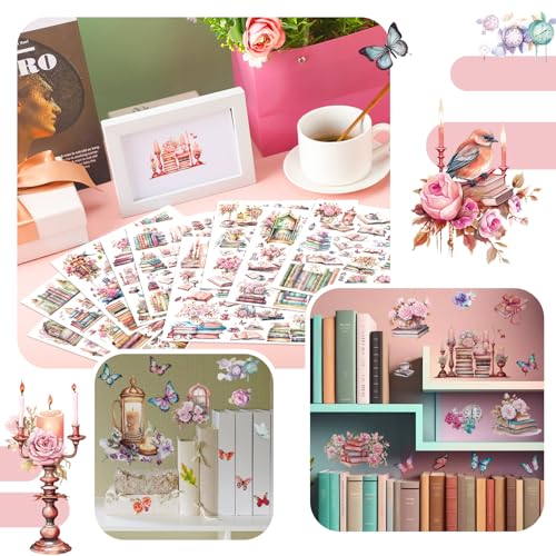 BBTO 12 Sheets Rub on Transfers for Crafts Wood Furniture DIY, 5.5" x 5.7" - style: Book