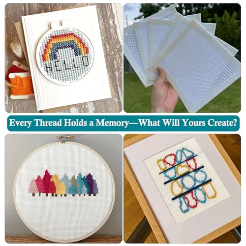 Nyuemystery 1 Pc 14 Mesh Needlepoint Canvas, 20 x 18 Inch White Blank Polyester Cotton Canvas for Embroidery, Cross Stitch & Knit Crochet Projects - color: 1 Pc
