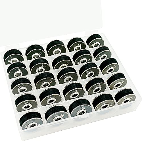 New brothread 25pcs Type L SA155 Prewound Bobbin Thread -Black - color: 25pcs 90wt Black