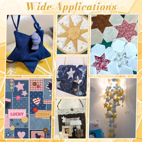 NBEADS 6Pcs Acrylic Quilting Templates Set with Hinged Rings, Cutting Ruler Template Transparent Star Sewing Guides 0.98x0.98 to 5.91x5.91 for Fabric Marking and Craft Design - style: Star