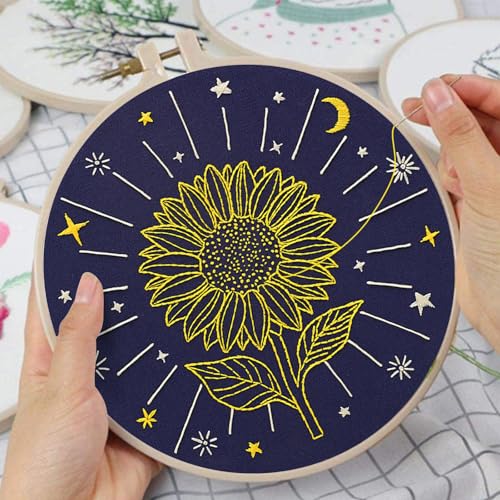 Louise Maelys 3Pcs Tarot Flower Embroidery Kit for Beginners DIY Craft Kit - color: Floral Tarot