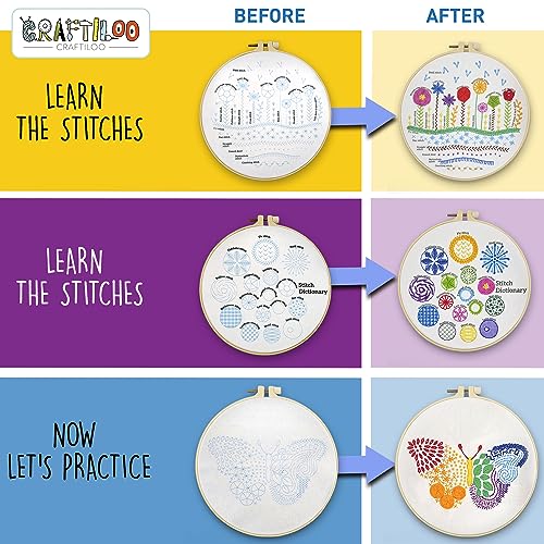 Butterfly Embroidery Kit for Beginners - Stamped Cross Stitch, Adults - color: Stitch Dictionary Butterfly