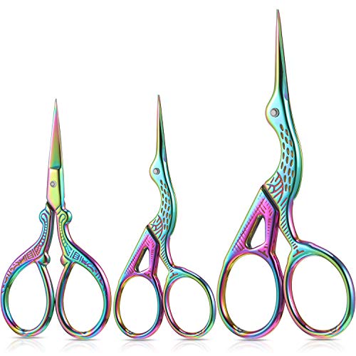 Mudder 3 Stork Scissors Stainless Steel Crane Design, Rainbow Color
