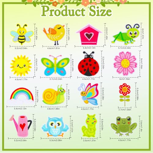 AUGSUN 36Pcs Spring Iron on Patches Garden Embroidered Sew Applique - style: Spring