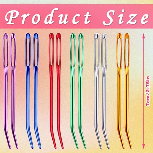 12 Pcs Yarn Darning Tapestry Needles, 6 Colors Large Eye Blunt Yarn Needle - style: 12PCS