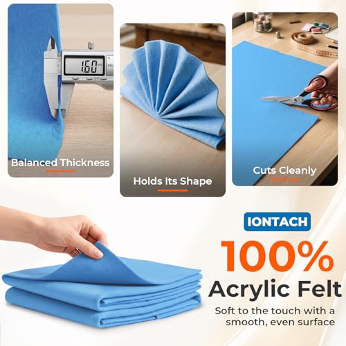 IONTACH 18" X 18" Soft Felt Sheets 1.6mm Thick (2 Packs, Sky Blue) - color: Sky Blue