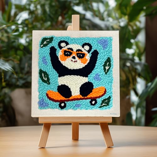 ZuoAnLF Punch Needle Kit with Hoop for Beginners, DIY Handmade Punch Needle Set with Yarn and Pattern Fabric, Relaxing Craft Activity for Adults and Teens, Home Décor & Gift Idea (Panda) - color: Panda