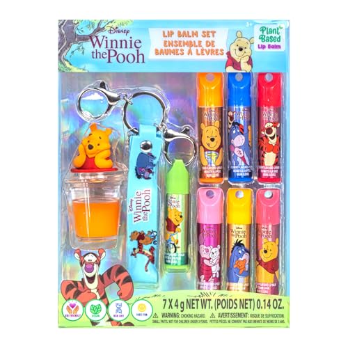 Winnie the Pooh Keychain Lip Balm Set, 7-Piece Plant-Based - color: Winnie The Pooh