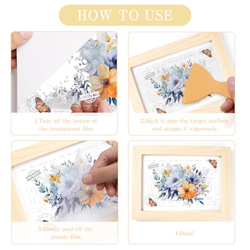 6 Pcs Blooming Floral Rub-On Transfers for Furniture & Crafts, 8 x 12 Inch - style: Blooming Floral